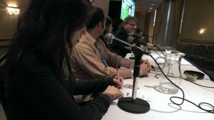 From left to right: Rutu Modan (Jerusalem), Matt Bors (Portland), Sarah Glidden (vagabond drifter), Josh Neufeld (New York City)