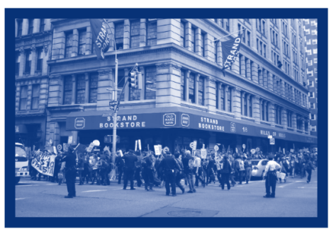 A photo of the picket line from the intersection (featured in the book).